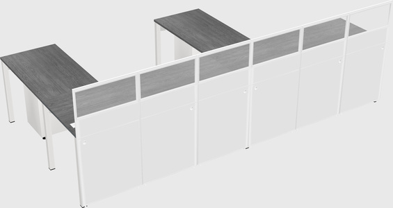 Shared l-shaped cubicle