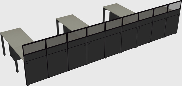 Shared l-shaped cubicle
