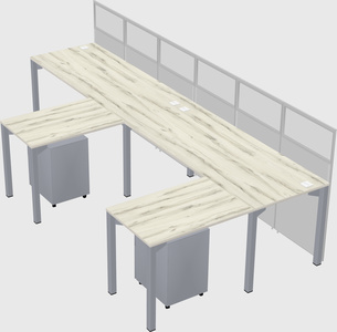 Shared l-shaped cubicle