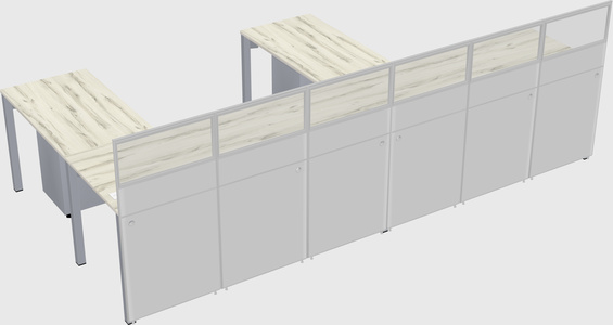 Shared l-shaped cubicle