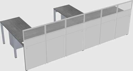 Shared l-shaped cubicle