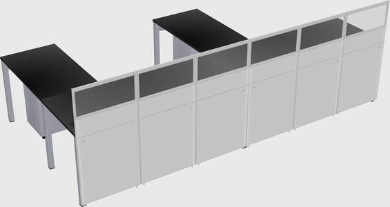 Shared l-shaped cubicle