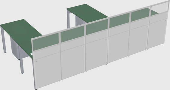 Shared l-shaped cubicle