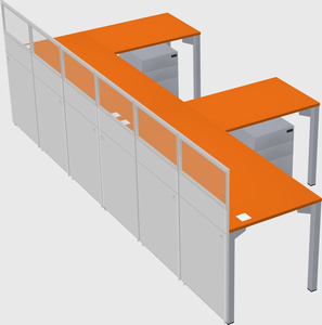 Shared l-shaped cubicle