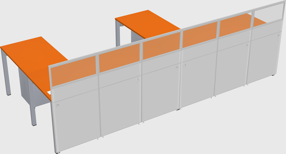 Shared l-shaped cubicle