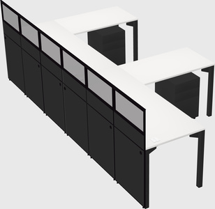 Shared l-shaped cubicle