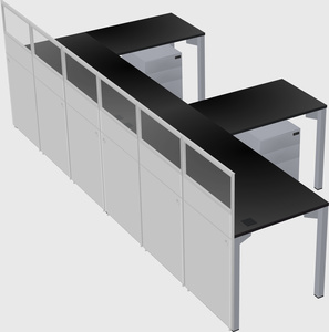 Shared l-shaped cubicle