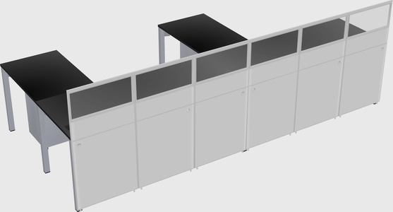 Shared l-shaped cubicle