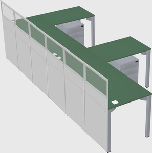 Shared l-shaped cubicle