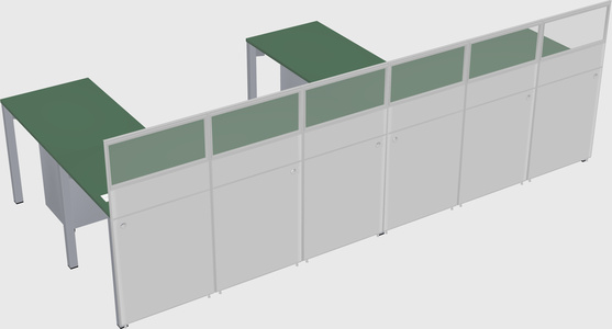 Shared l-shaped cubicle