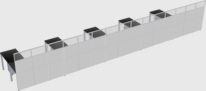Shared l-shaped cubicle
