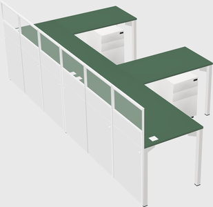 Shared l-shaped cubicle