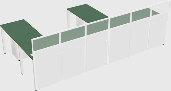 Shared l-shaped cubicle