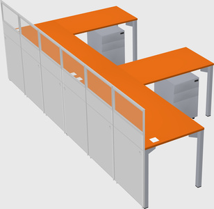 Shared l-shaped cubicle