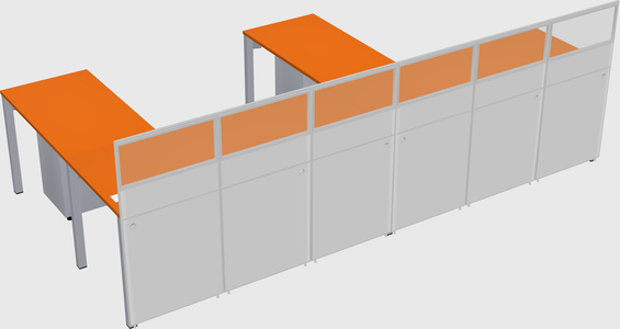 Shared l-shaped cubicle