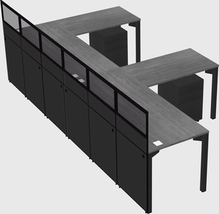 Shared l-shaped cubicle