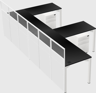 Shared l-shaped cubicle