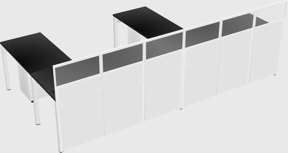 Shared l-shaped cubicle