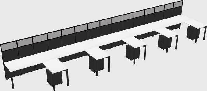 Shared l-shaped cubicle