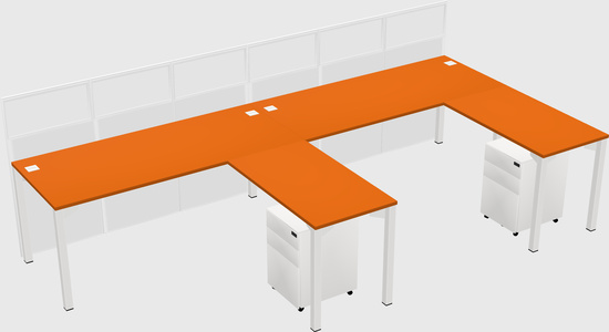Shared l-shaped cubicle