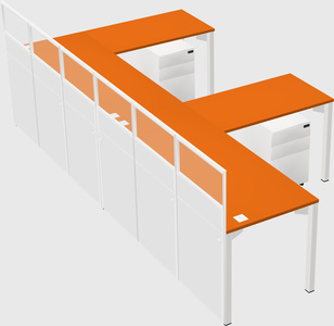 Shared l-shaped cubicle