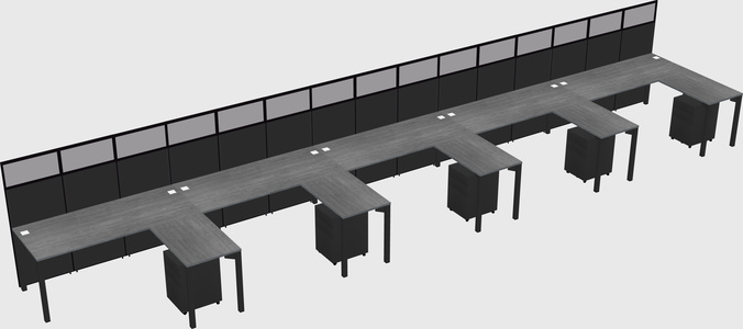 Shared l-shaped cubicle