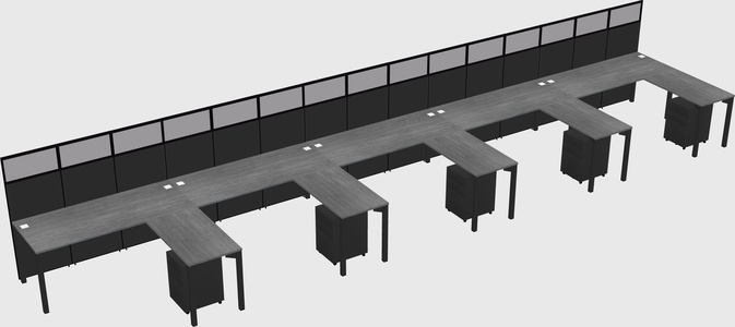 Shared l-shaped cubicle