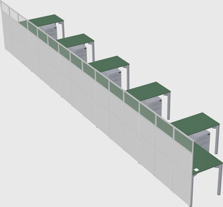 Shared l-shaped cubicle