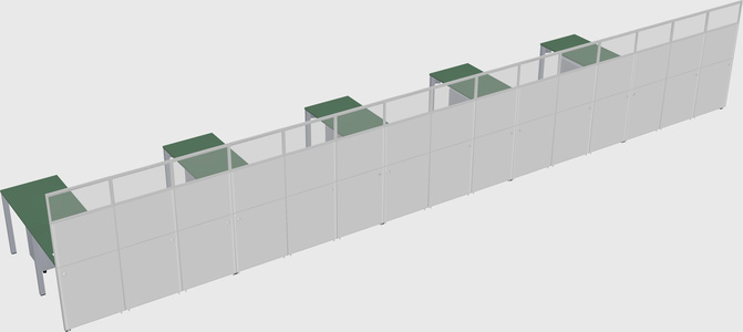 Shared l-shaped cubicle