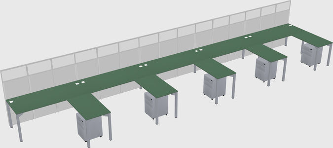 Shared l-shaped cubicle