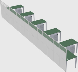 Shared l-shaped cubicle