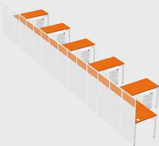 Shared l-shaped cubicle