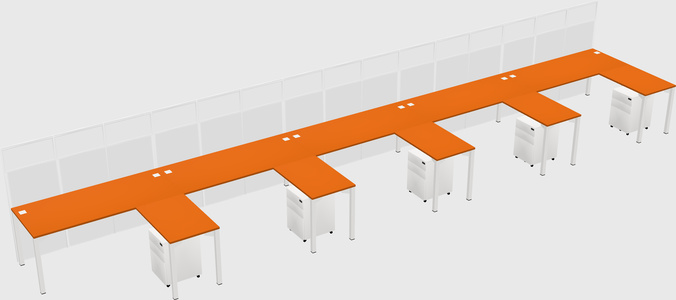 Shared l-shaped cubicle