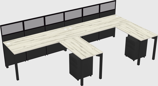 Shared l-shaped cubicle