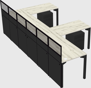 Shared l-shaped cubicle
