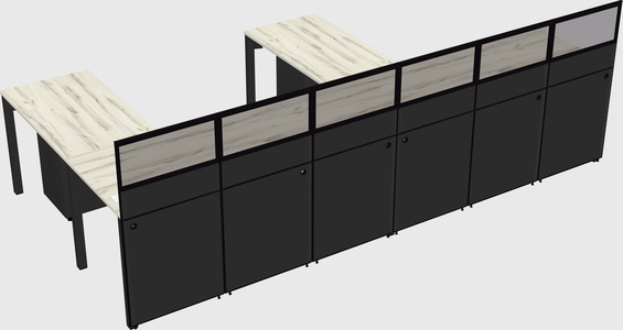 Shared l-shaped cubicle