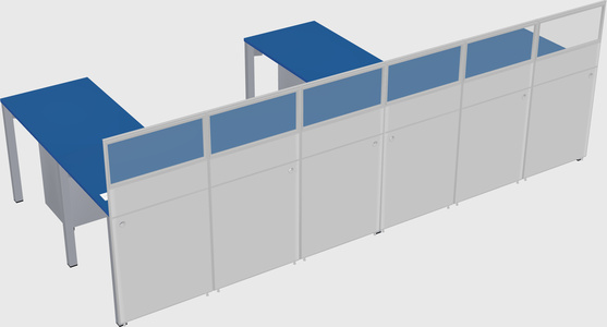 Shared l-shaped cubicle