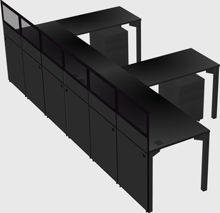 Shared l-shaped cubicle