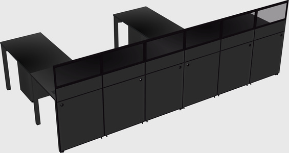 Shared l-shaped cubicle