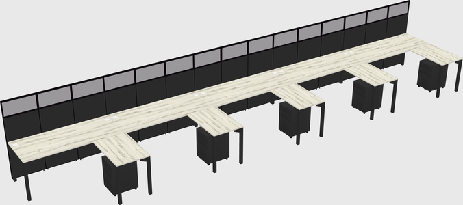 Shared l-shaped cubicle