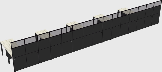 Shared l-shaped cubicle