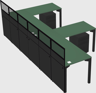 Shared l-shaped cubicle