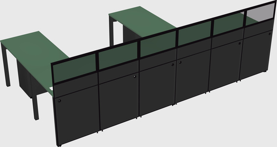 Shared l-shaped cubicle