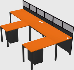 Shared l-shaped cubicle