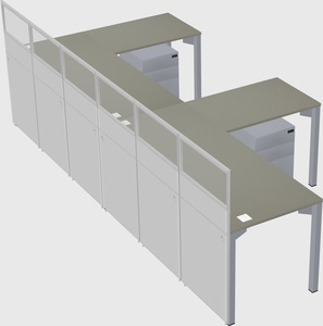 Shared l-shaped cubicle