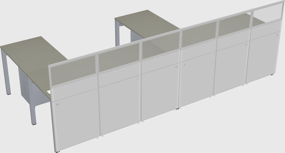 Shared l-shaped cubicle