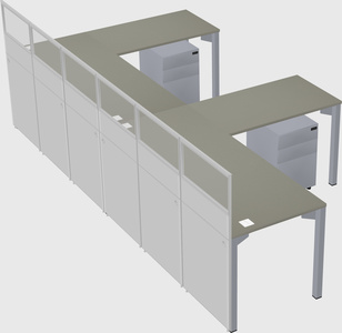 Shared l-shaped cubicle