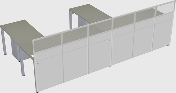 Shared l-shaped cubicle