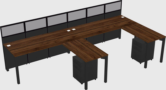 Shared l-shaped cubicle