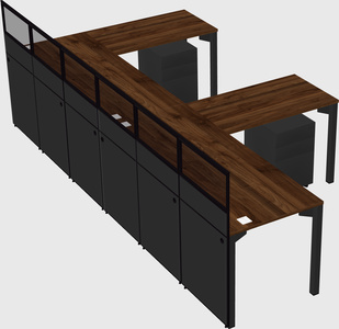 Shared l-shaped cubicle